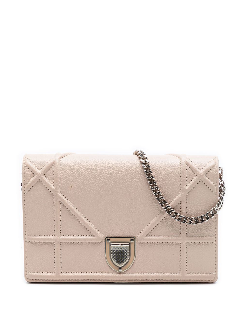 2017 Grained Calfskin Diorama Wallet on Chain crossbody bag