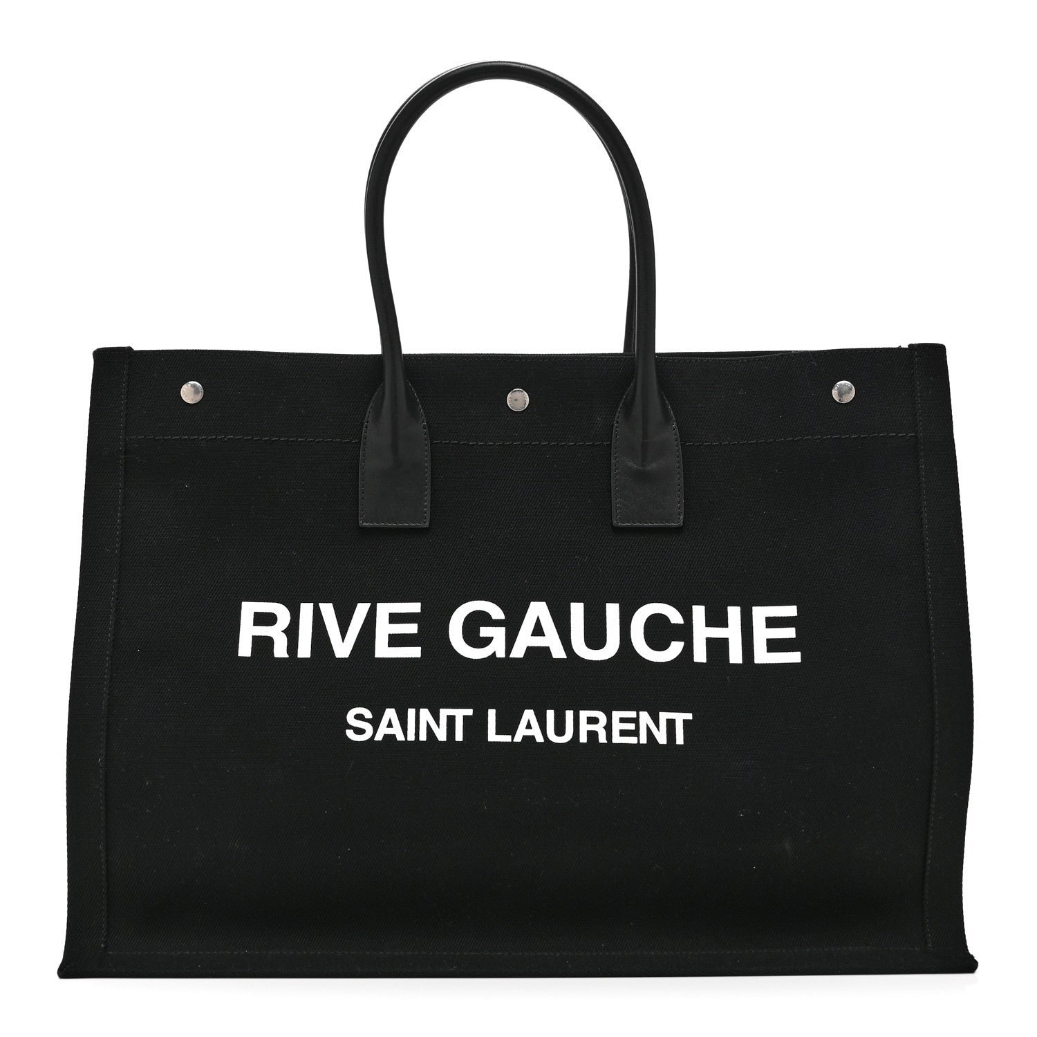 Saint Laurent Linen Calfskin Rive Gauche Tote Black