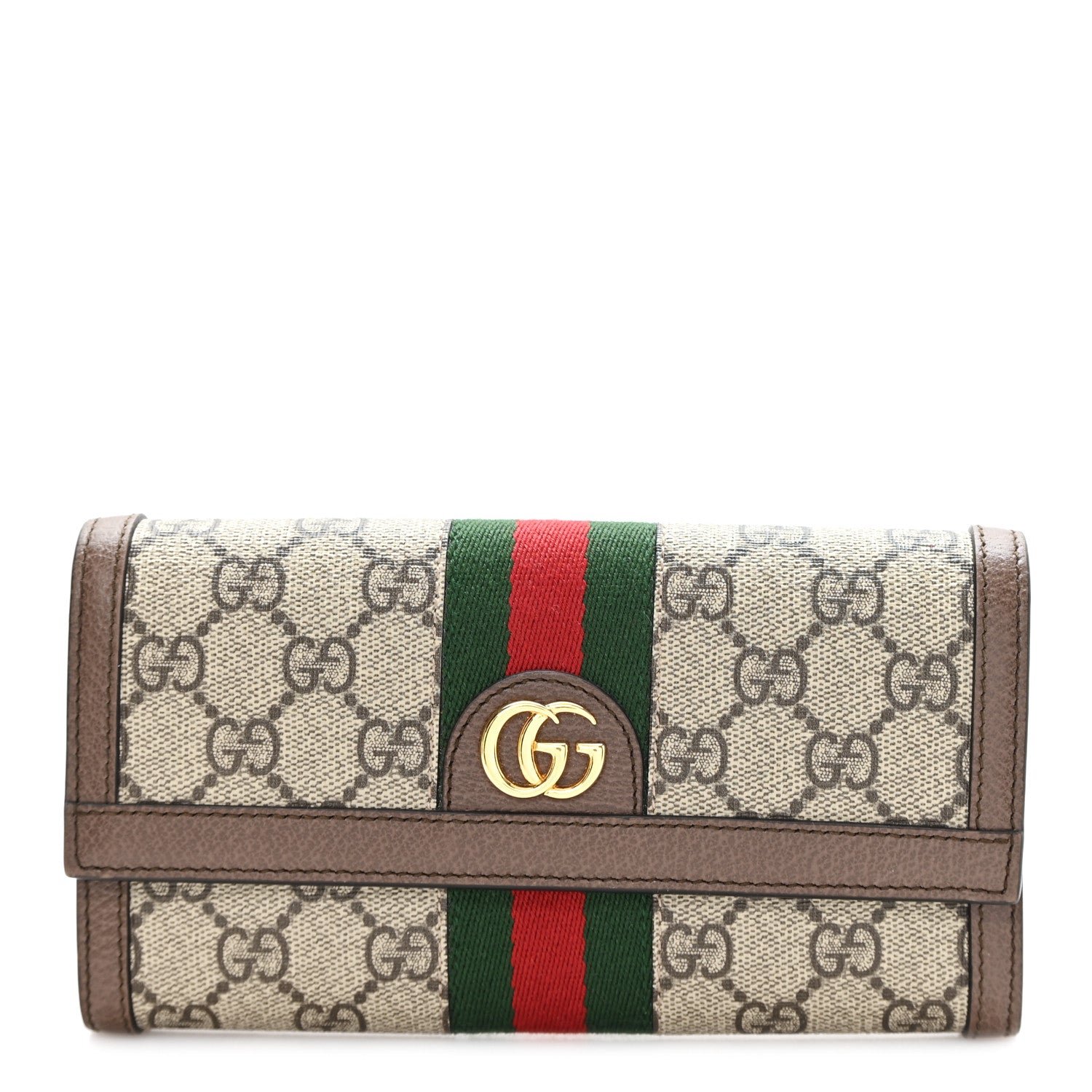 Gucci GG Supreme Monogram Web Ophidia Continental Wallet Brown