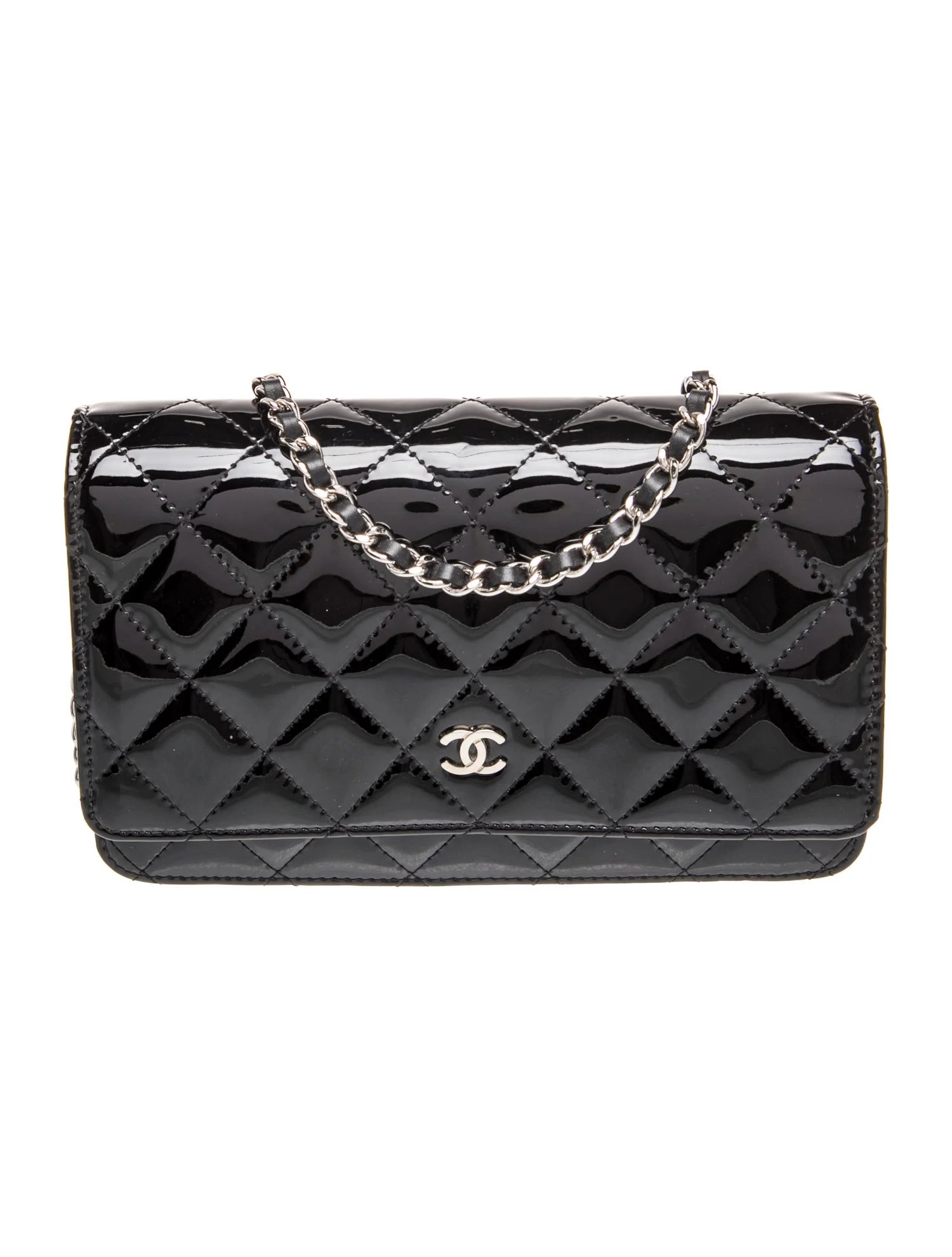 Quilted Patent Classic Wallet On Chain