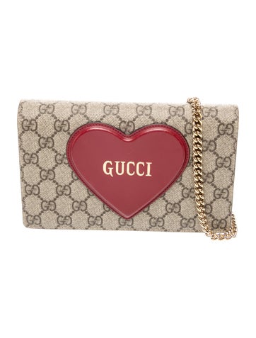 GG Supreme Heart Chain Wallet