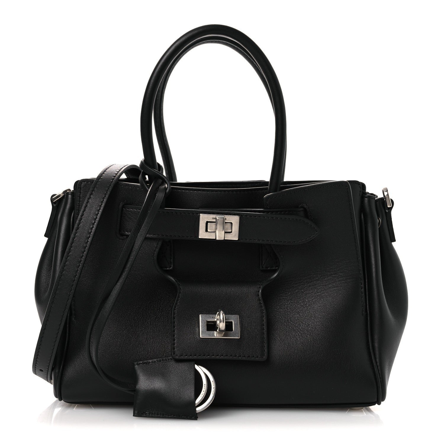 Balenciaga Smooth Calfskin Mini Bel Air Carry All Bag Black