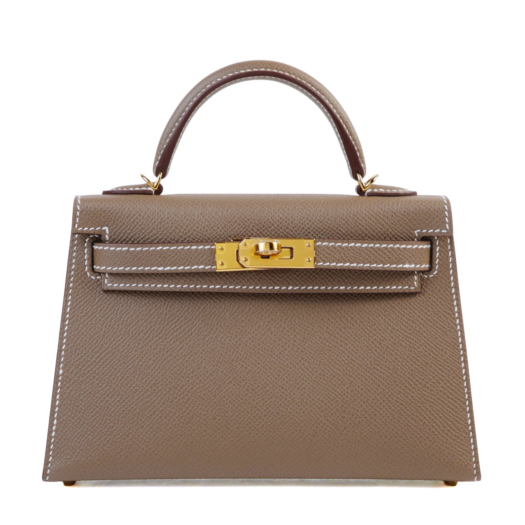 Brand New ( Rank N ) HERMÈS Mini Kelly II Etoupe (18) Epsom Gold hardware G (2026)
