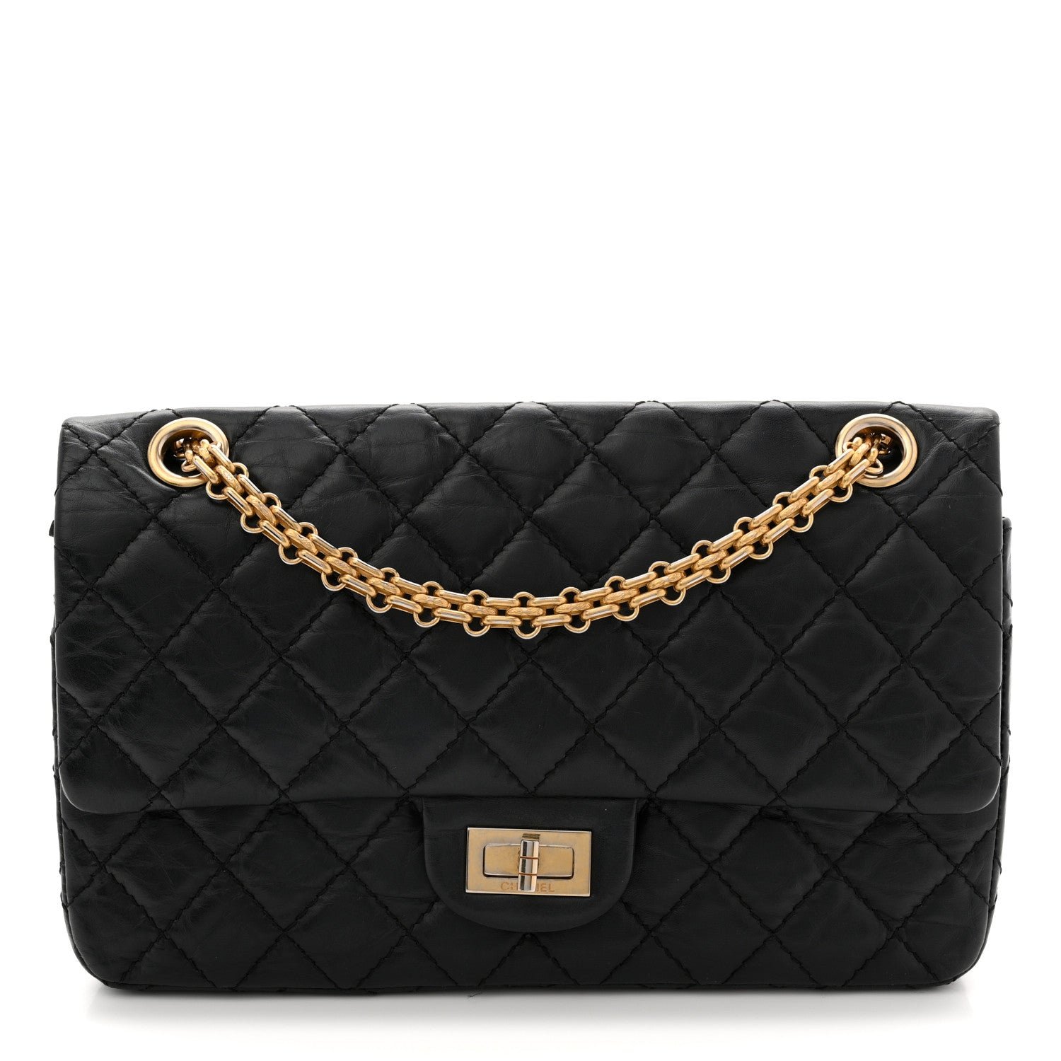 Chanel Aged Calfskin Quilted 2.55 Reissue 225 Flap Black