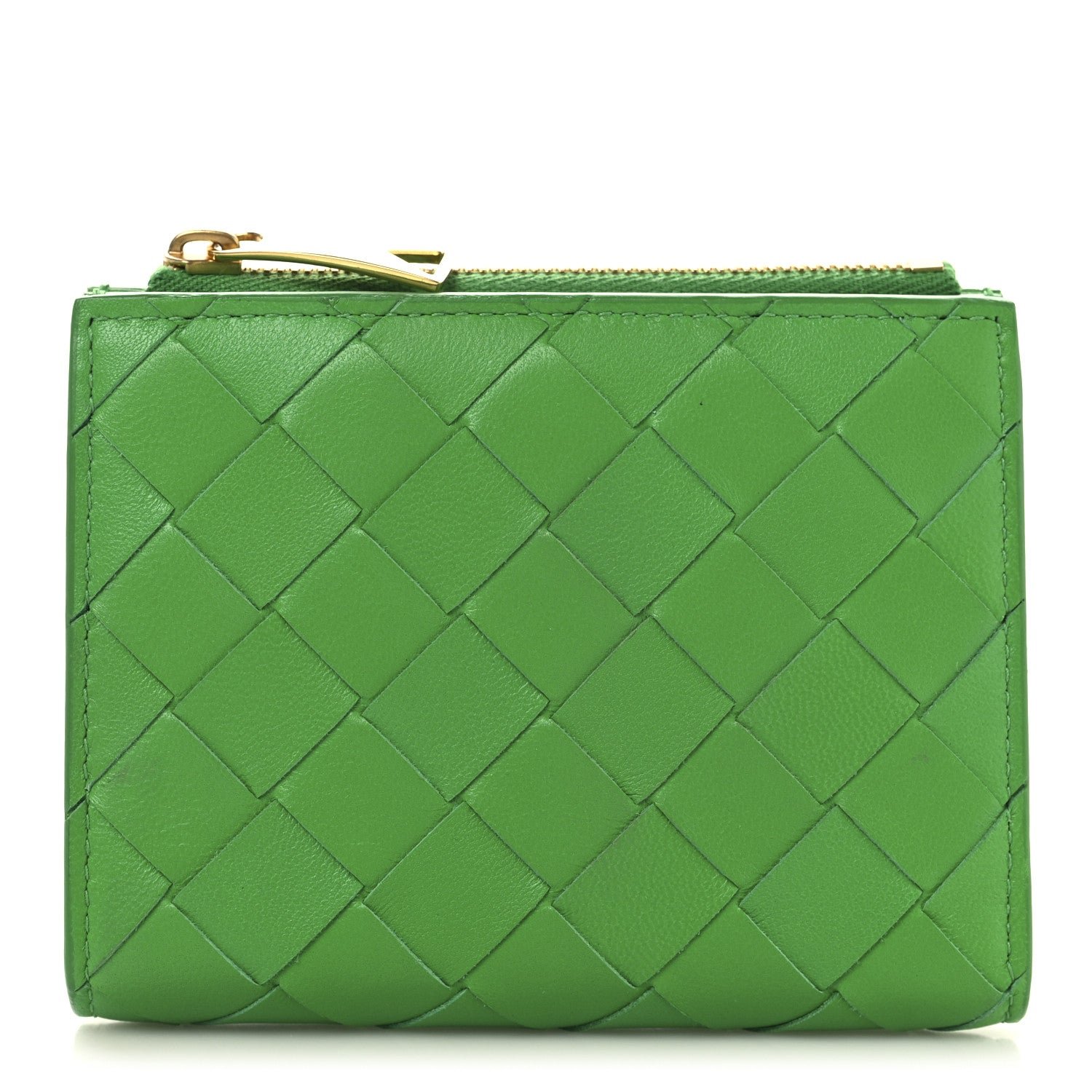 Bottega Veneta Nappa Intrecciato Small Bi-Fold Zip Wallet Parakeet