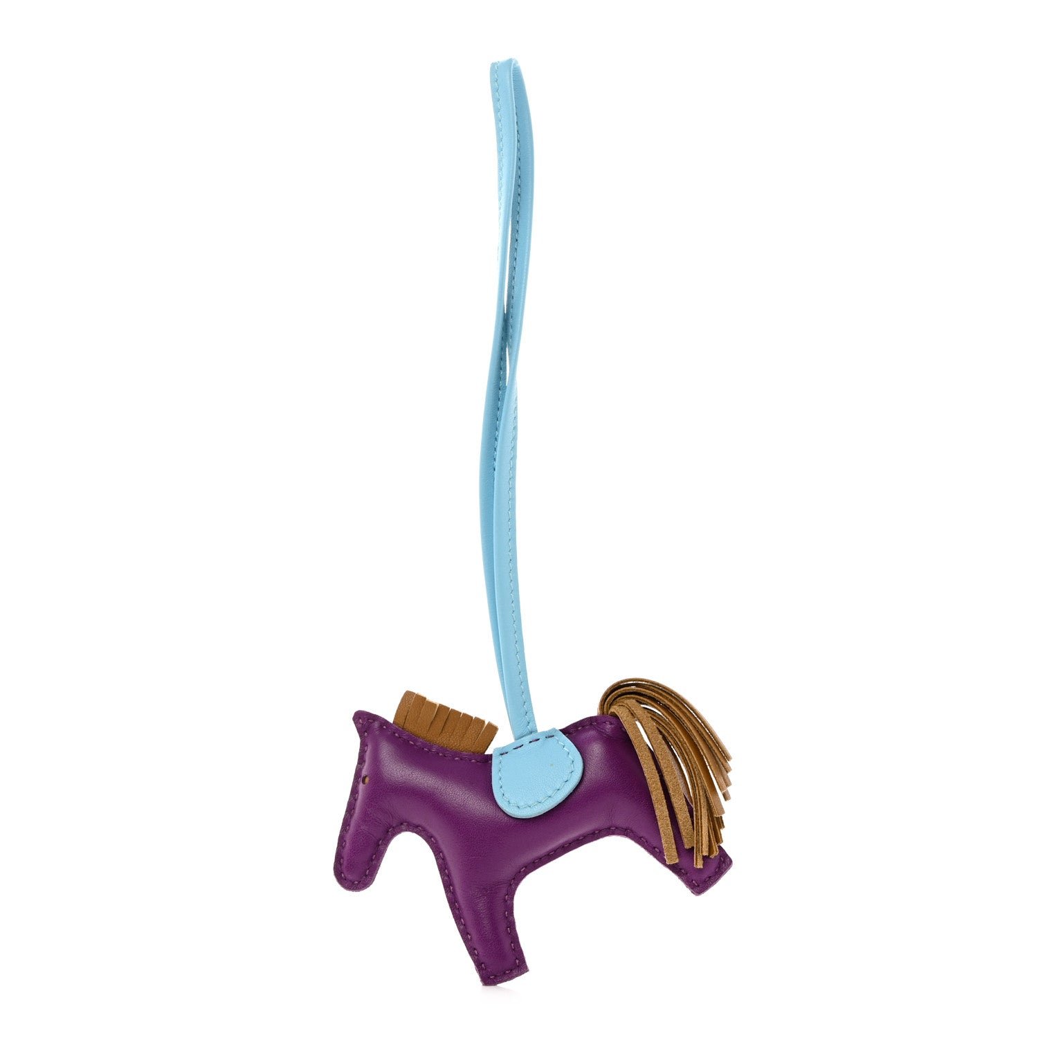 Hermes Milo Lambskin Grigri Rodeo Horse Bag Charm PM Violet Celeste Kraft