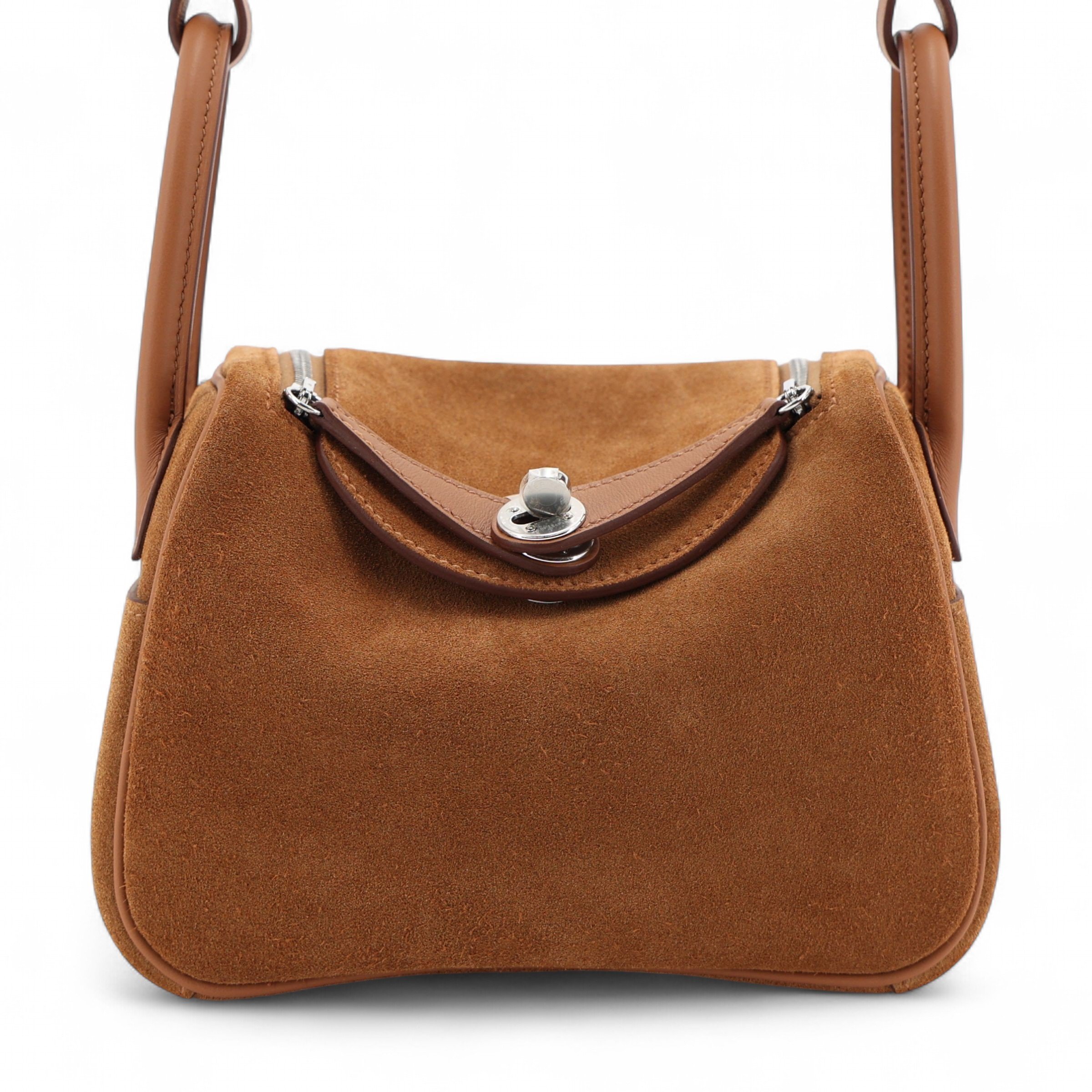 Brand New ( Rank N ) HERMÈS Mini Lindy II Chamois Gold (37) Grizzly Swift Palladium hardware K (2025)