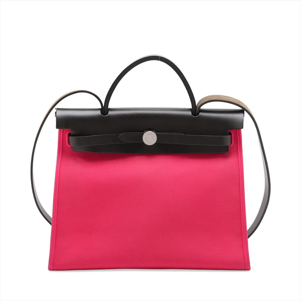 Hermès Herbag Zip PM Toile Officier × Vache Hunter Rose extreme Silver Metal Fit