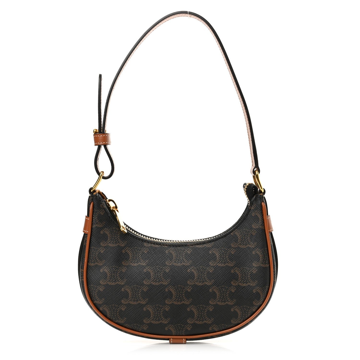 Celine Canvas Calfskin Mini Ava Triomphe Shoulder Bag Tan