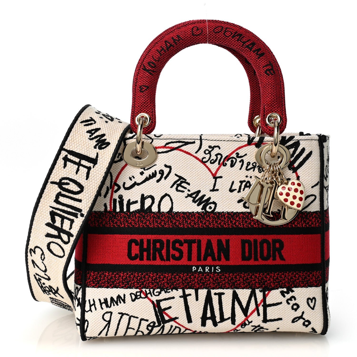 Christian Dior Canvas Medium DiorAmour Graffiti Lady D-Lite Latte