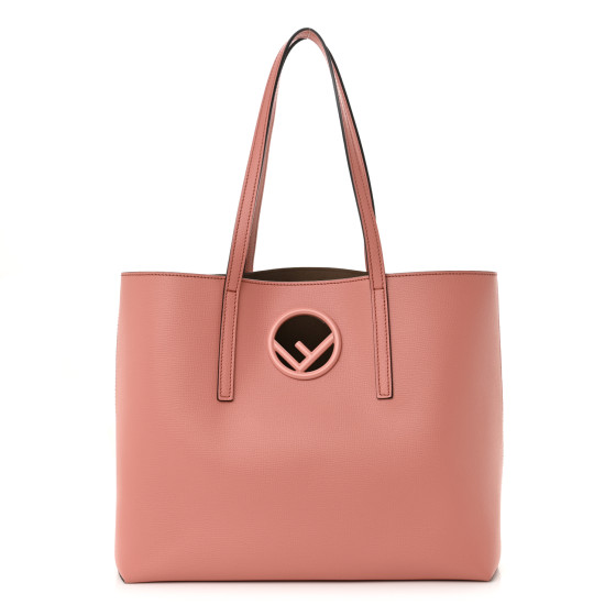 Fendi Vitello Vienna Enamel F is Fendi Shopping Tote Macaron Taupe