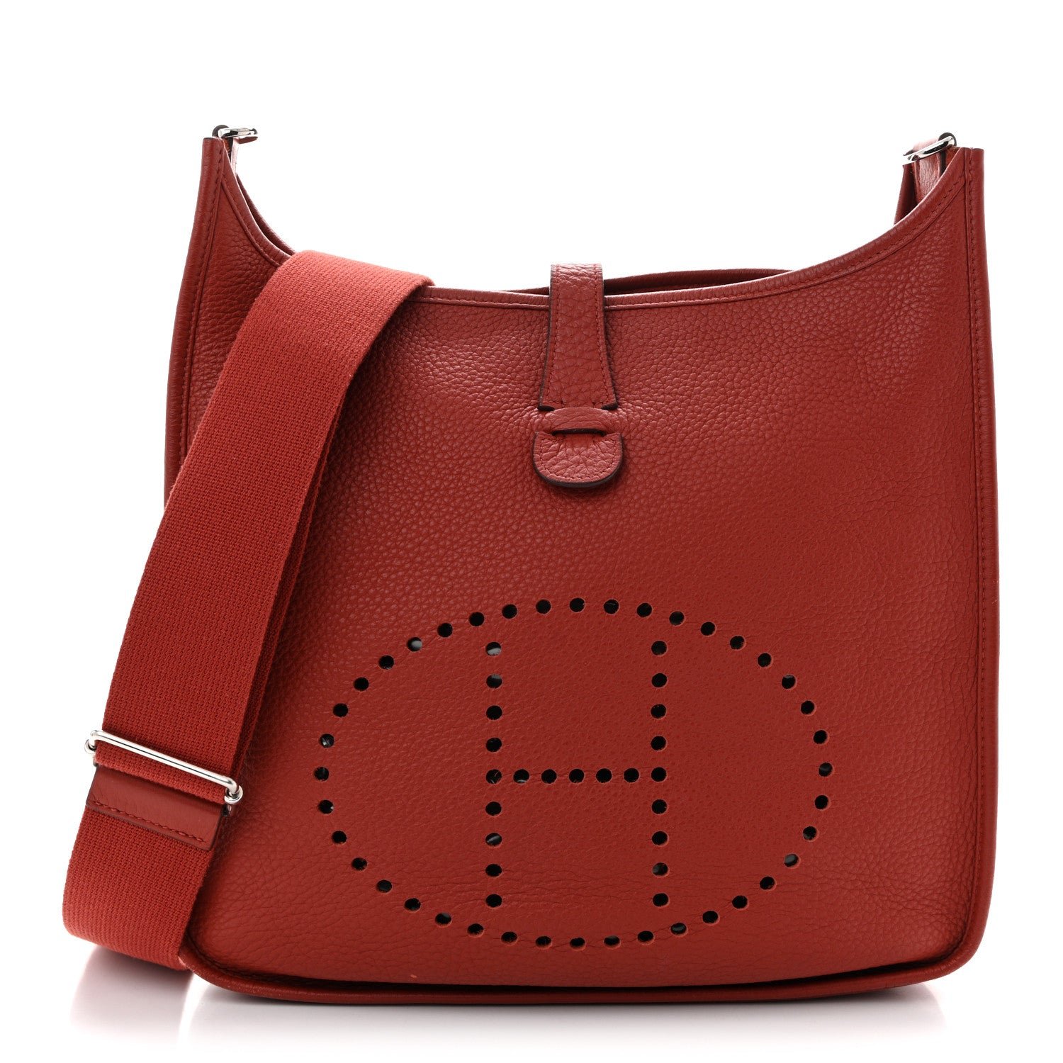 Hermes Taurillon Clemence EVELYNE III GM Rouge Venetian