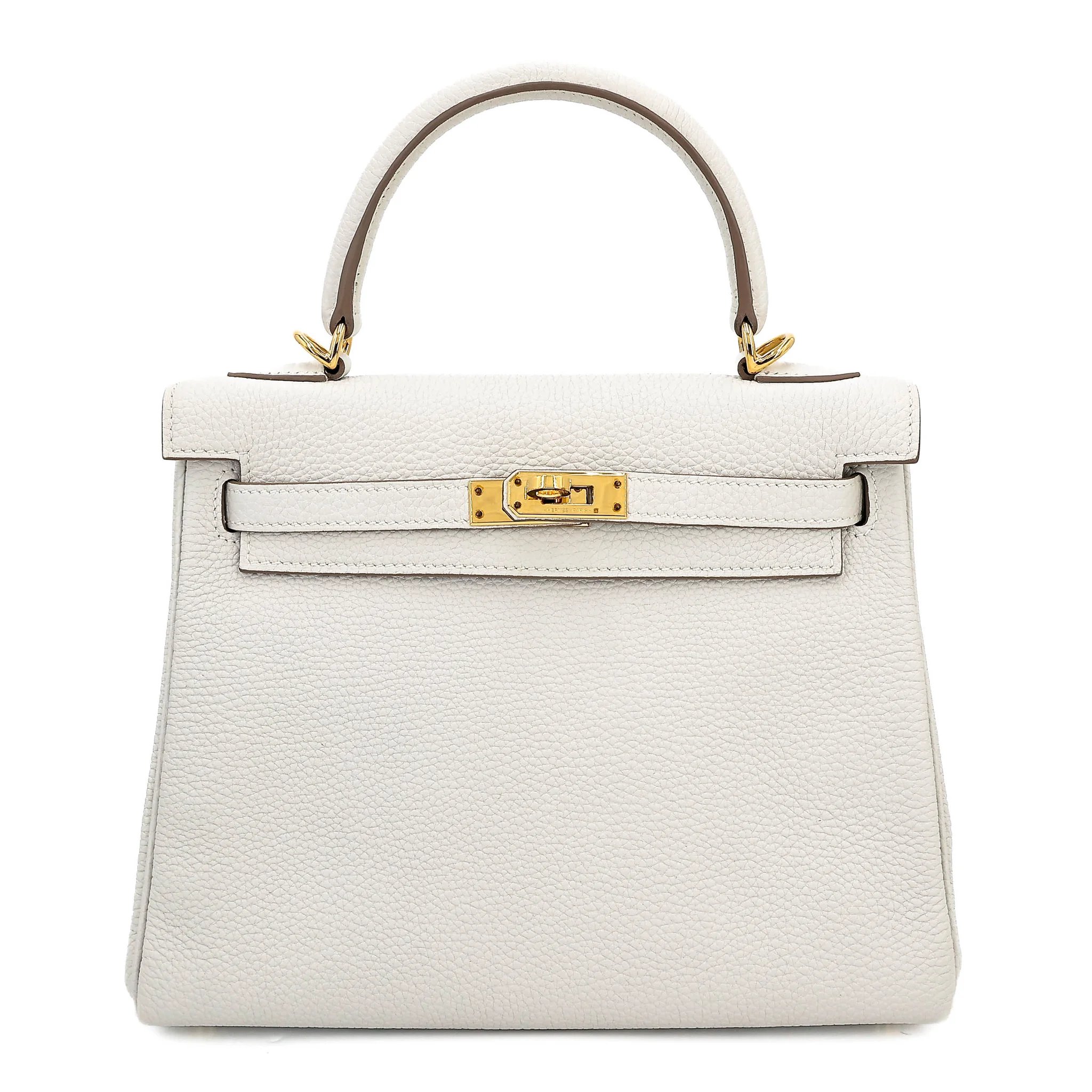 Very Good ( Rank A) HERMÈS Kelly 25 Mushroom (0T) Togo Gold hardware B (2023)