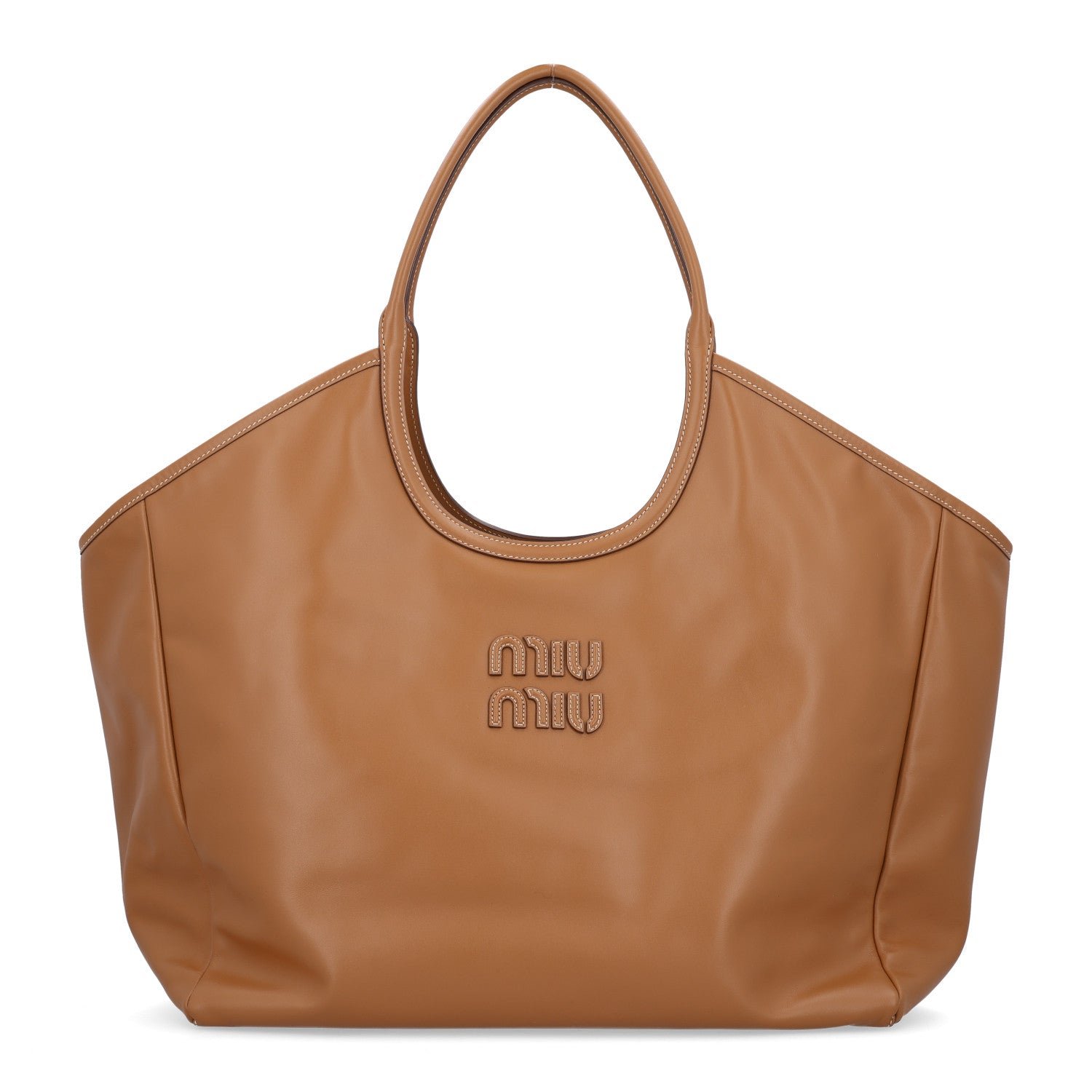 Miu Miu Nappa Large Ivy Tote Bag Caramel