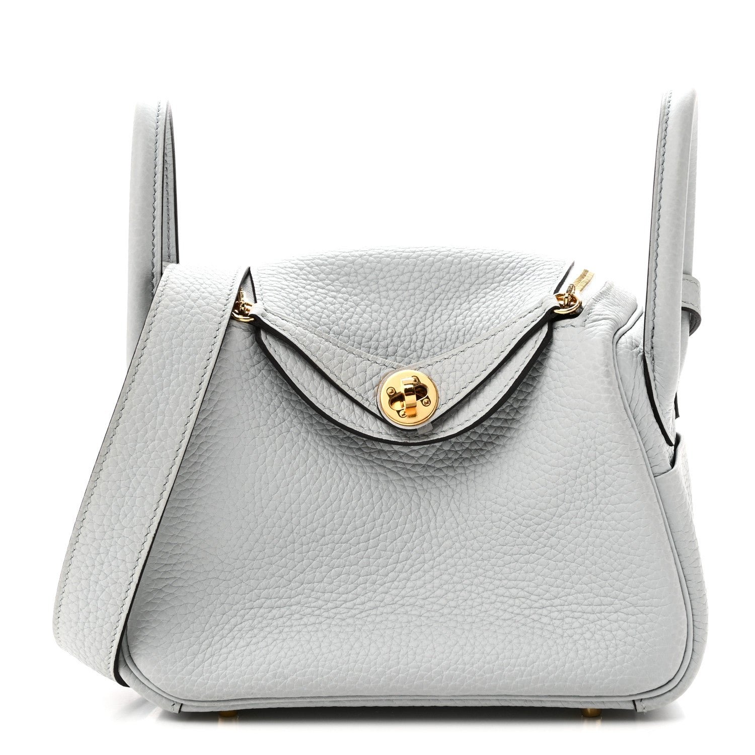 Hermes Taurillon Clemence Mini Lindy 20 Bleu Pale