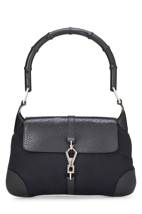 Gucci Black Canvas Bamboo Shoulder Bag