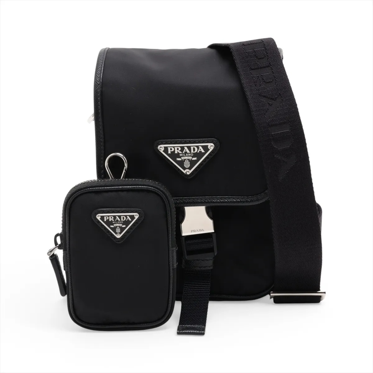 Prada Tessuto 2VD043 Nylon & Leather Shoulder bag Black