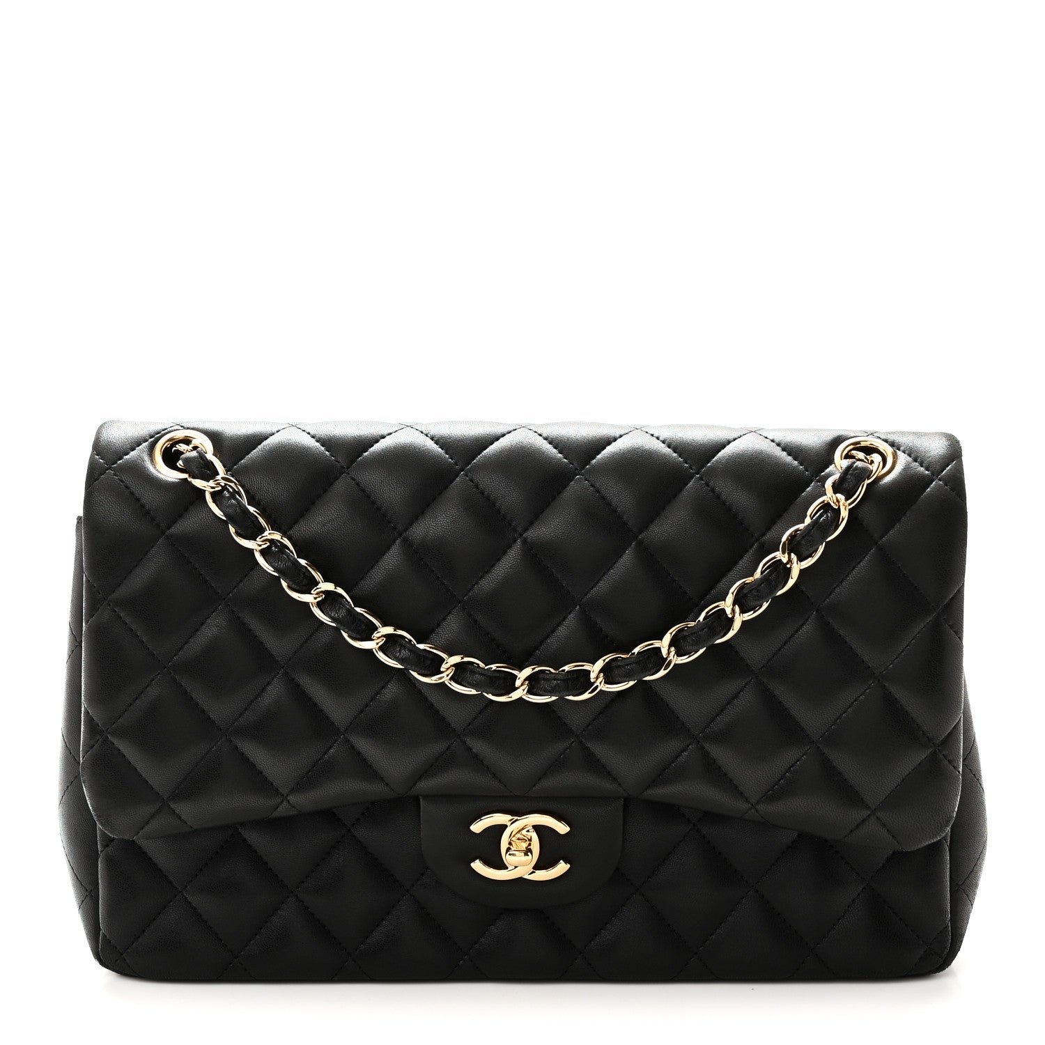 Chanel Lambskin Quilted Jumbo Double Flap Black