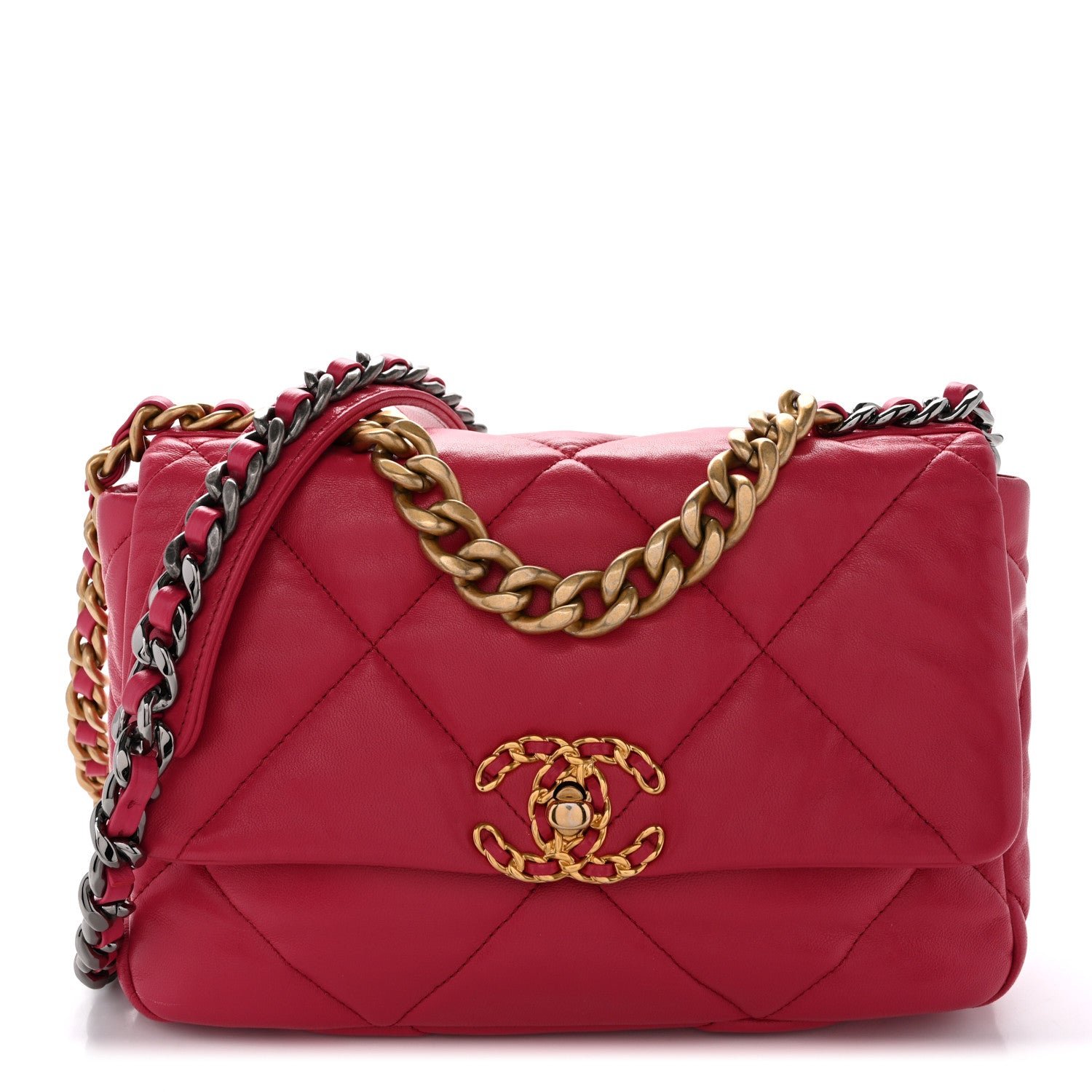 Chanel Goatskin Quilted Medium Chanel 19 Flap Pink