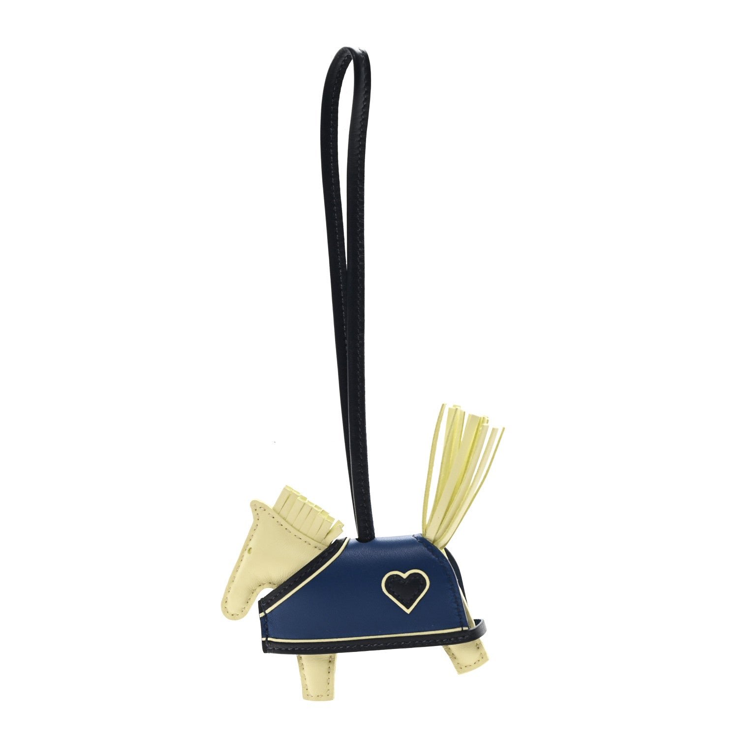 Hermes Hermes Milo Lambskin Grigri Rodeo Robeo Coeur Bag Charm PM Jaune Milton Bleu Nuit Bleu Tie