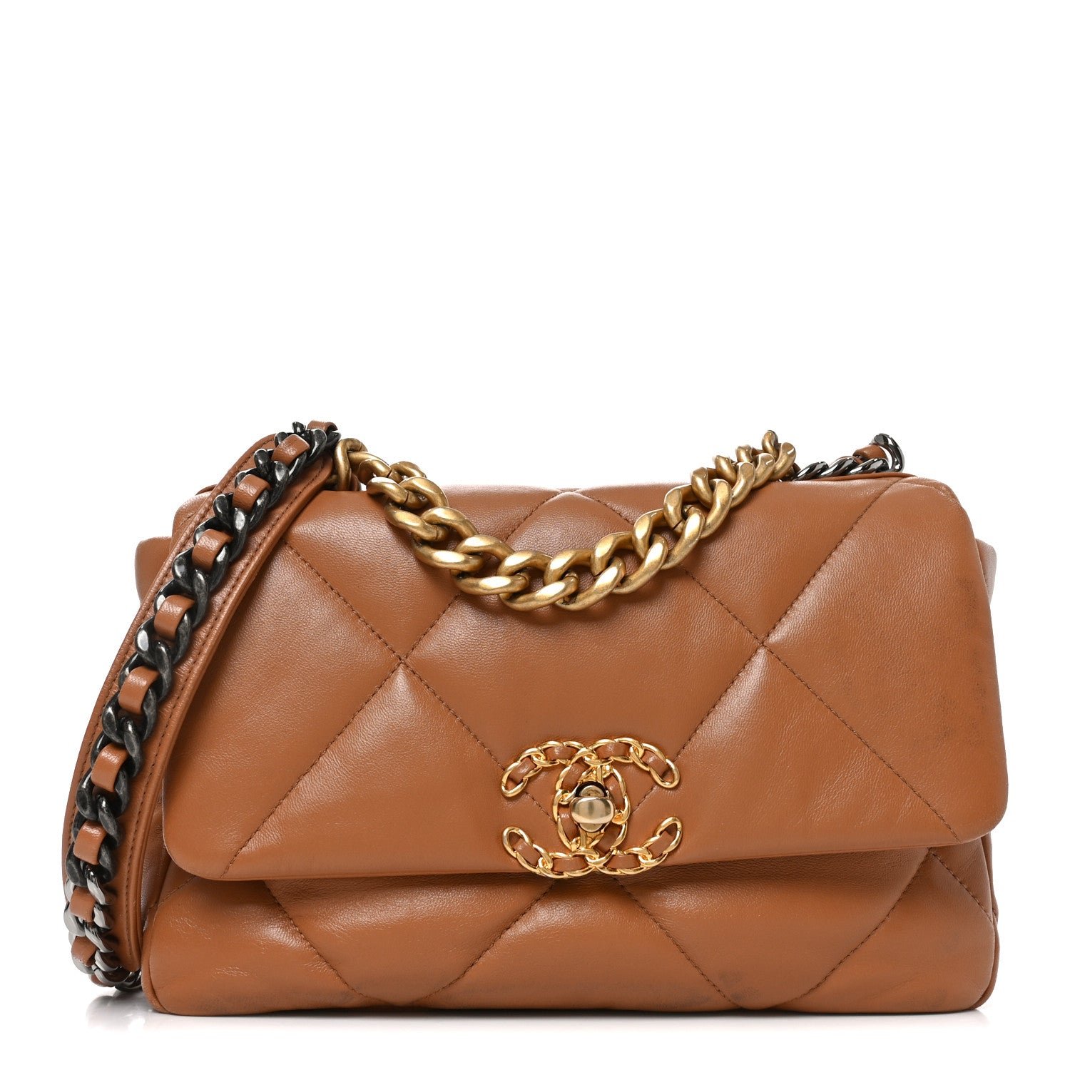 Chanel Lambskin Quilted Medium Chanel 19 Flap Brown