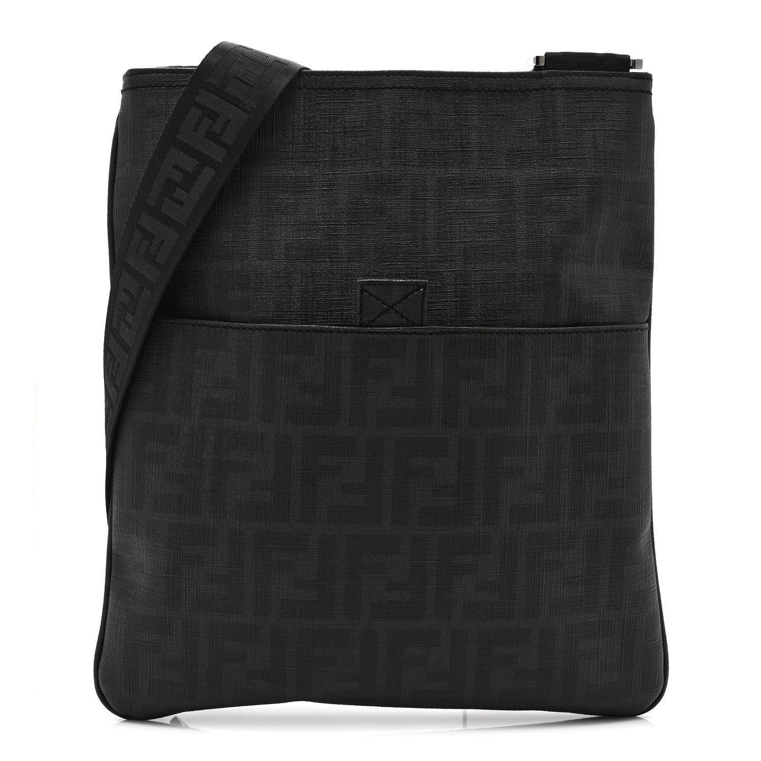 Fendi Zucca Spalmati Messenger Bag Black