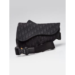 Dior Christian Dior Black Oblique Canvas Jacquard Saddle Bag