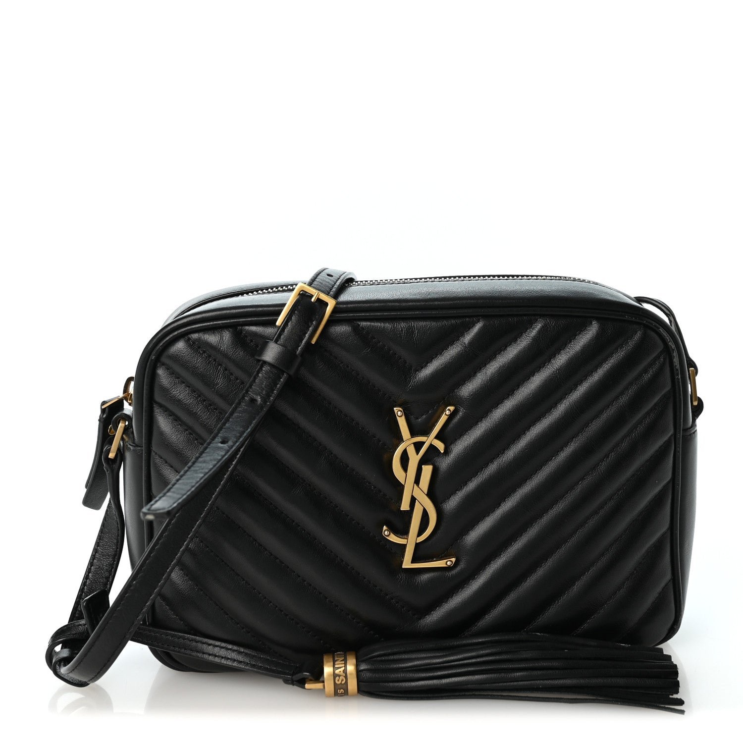 Saint Laurent Calfskin Matelasse Monogram Lou Camera Bag Black