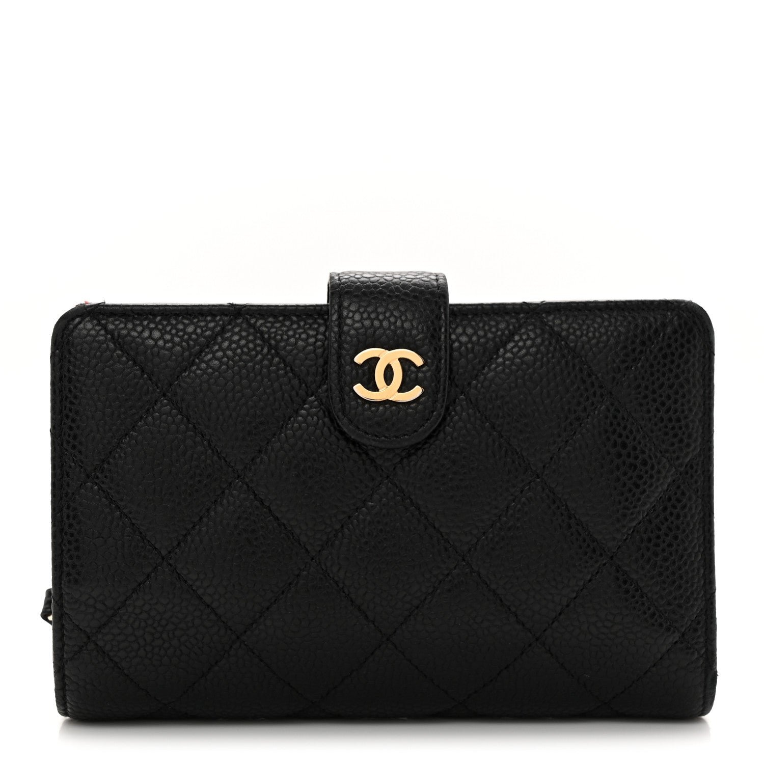 Chanel Caviar Quilted Zipped Pocket Wallet Black