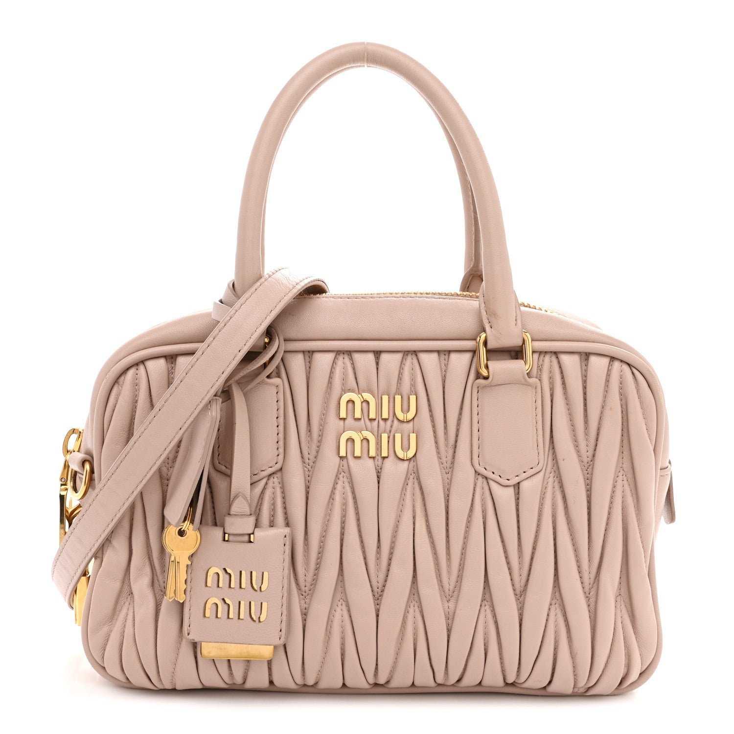 Miu Miu Nappa Matelasse Arcadie Top Handle Bag Cameo Powder Pink