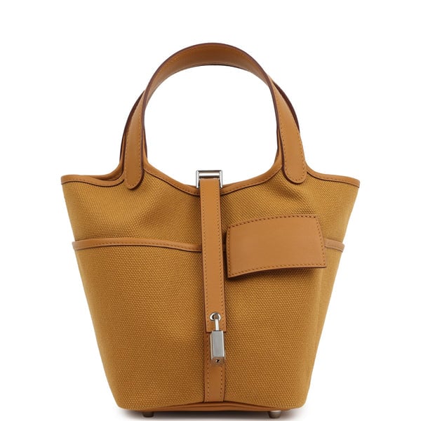 Hermes Hermes Picotin Cargo 18 Sesame Swift and Toile Canvas Palladium Hardware