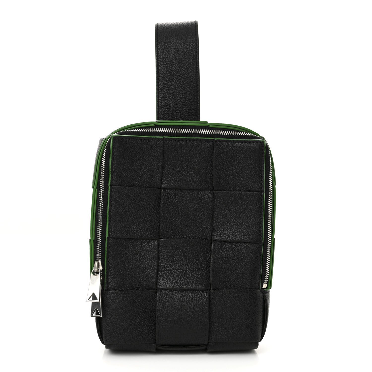 Bottega Veneta Bottega Veneta Calfskin Intrecciato Mini Cassette Sling Bag Black Parakeet
