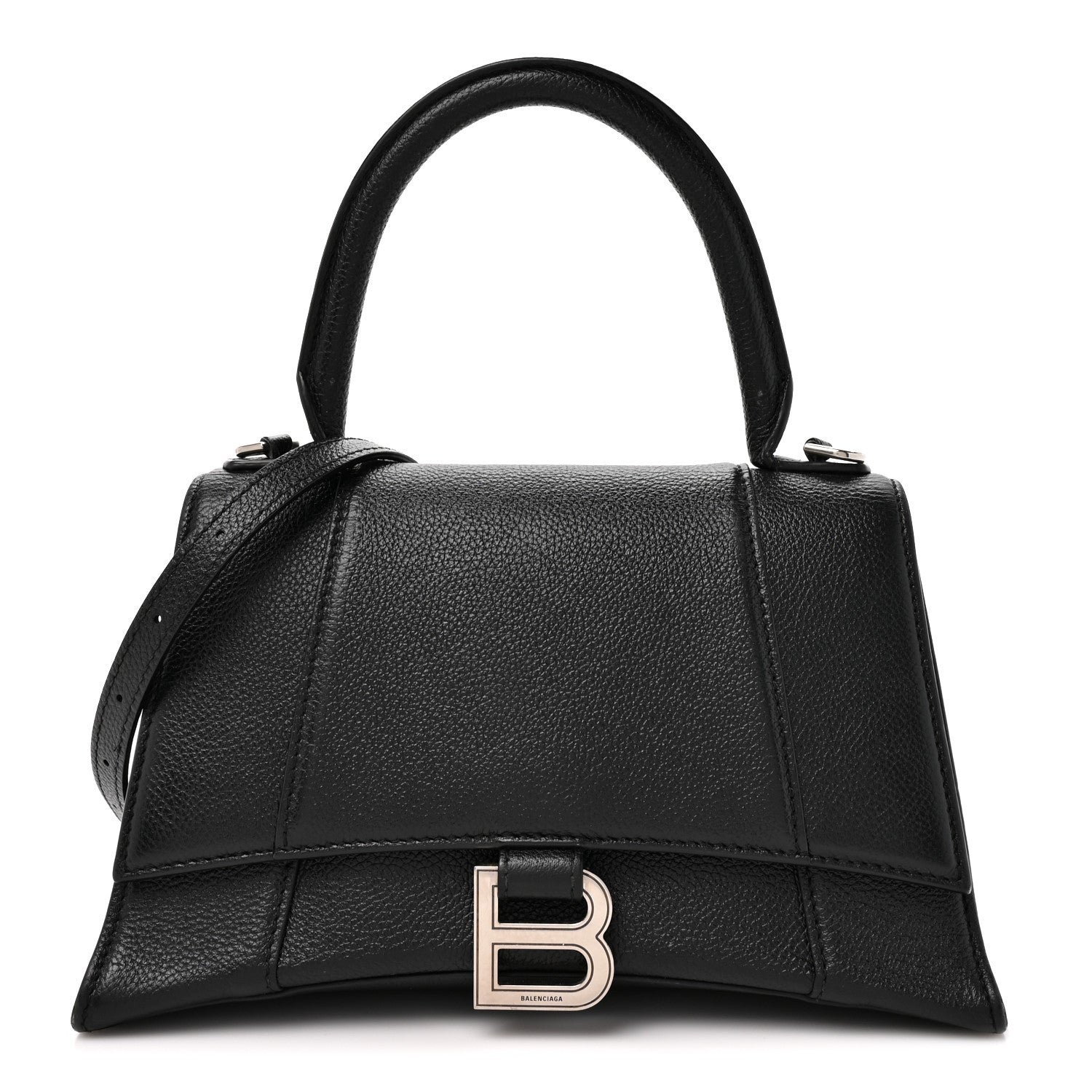 Balenciaga Grained Calfskin Small Hourglass Top Handle Bag Black