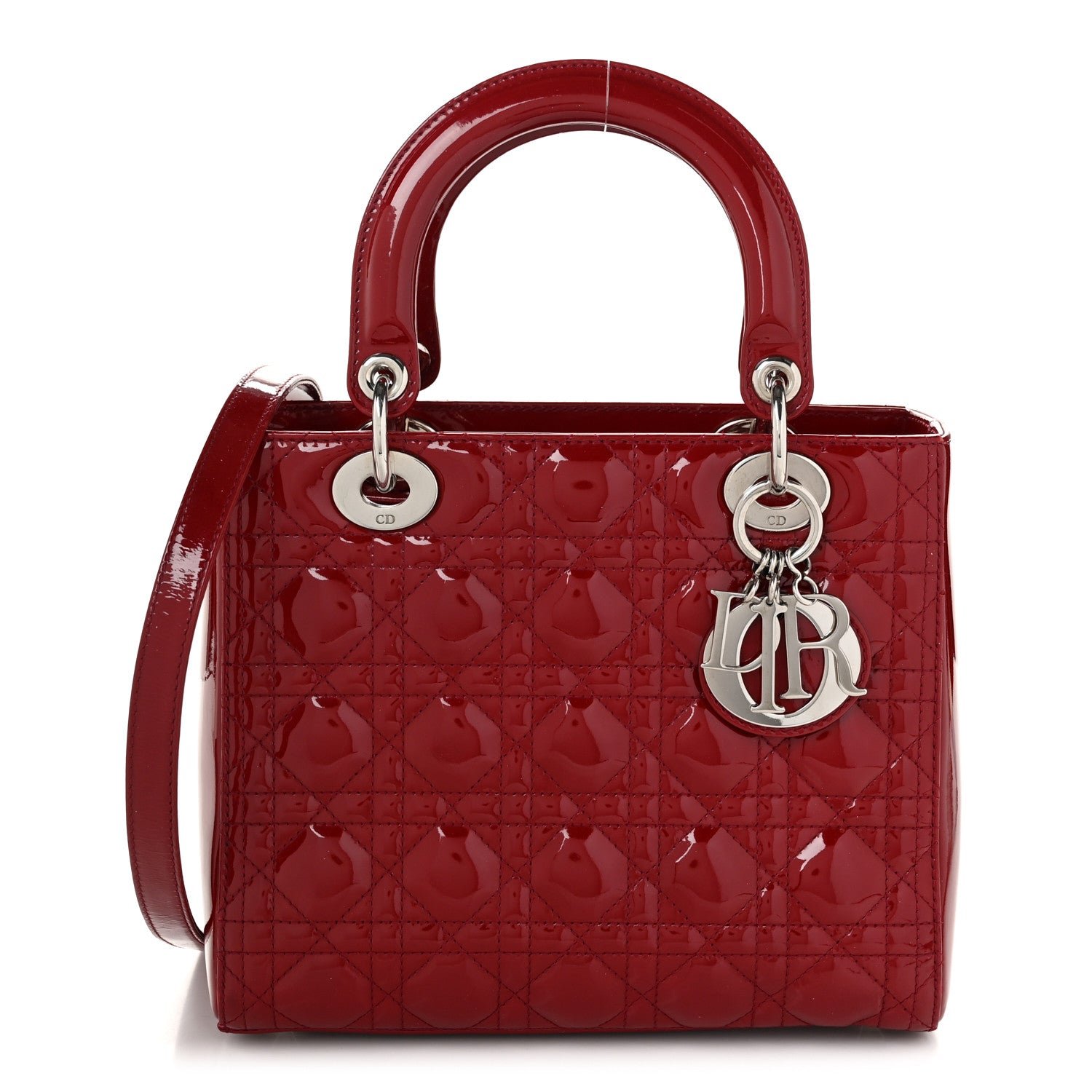 Christian Dior Patent Cannage Medium Lady Dior Red