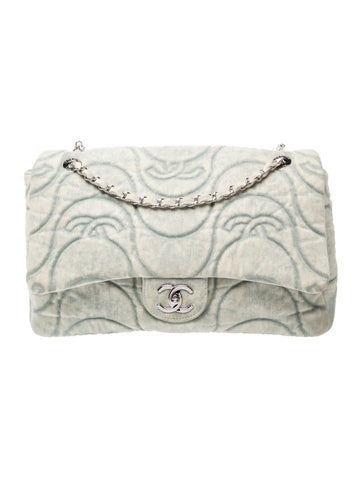 Jumbo Denim Wave Flap Bag