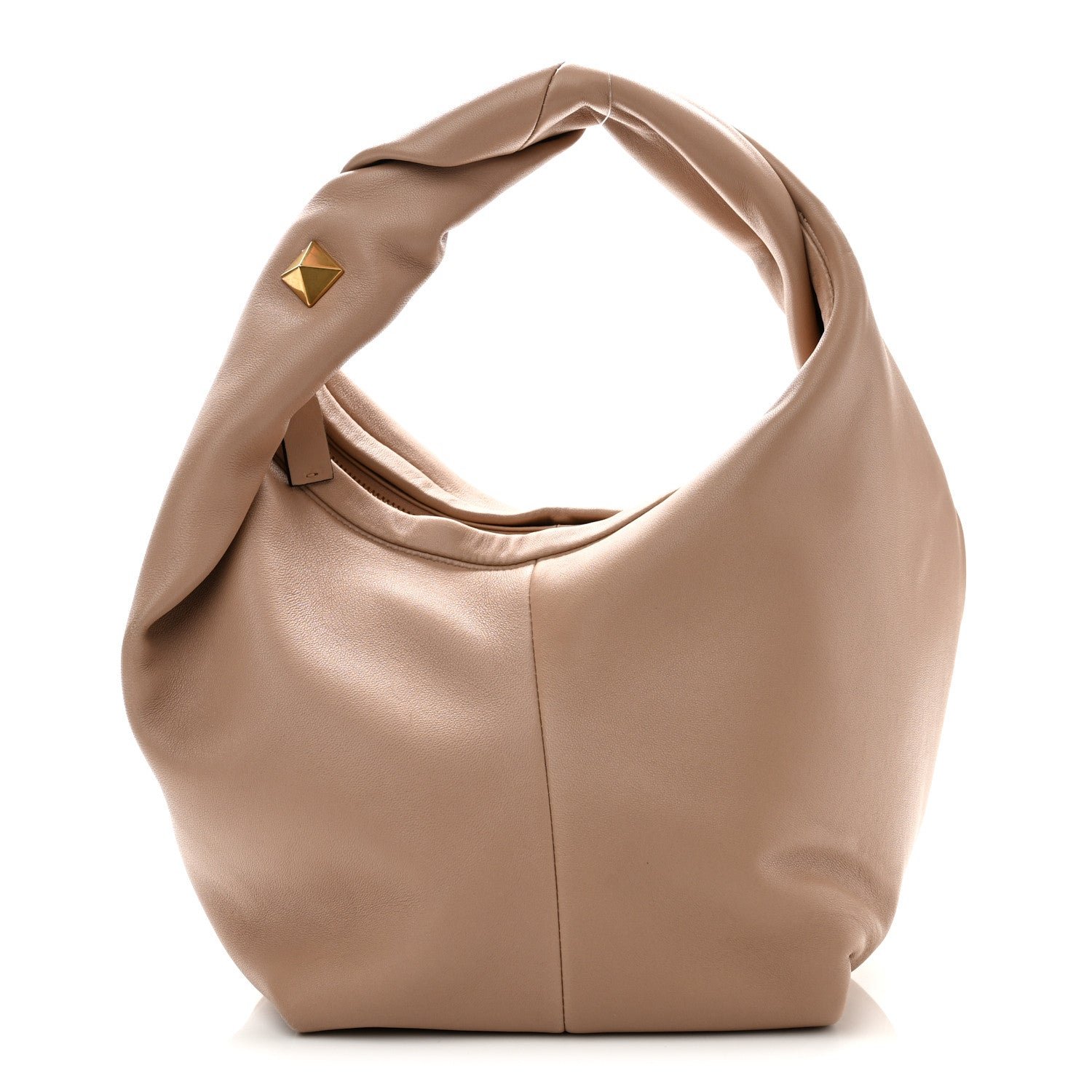 Valentino Garavani Nappa Small Roman Stud Hobo Rose Cannelle