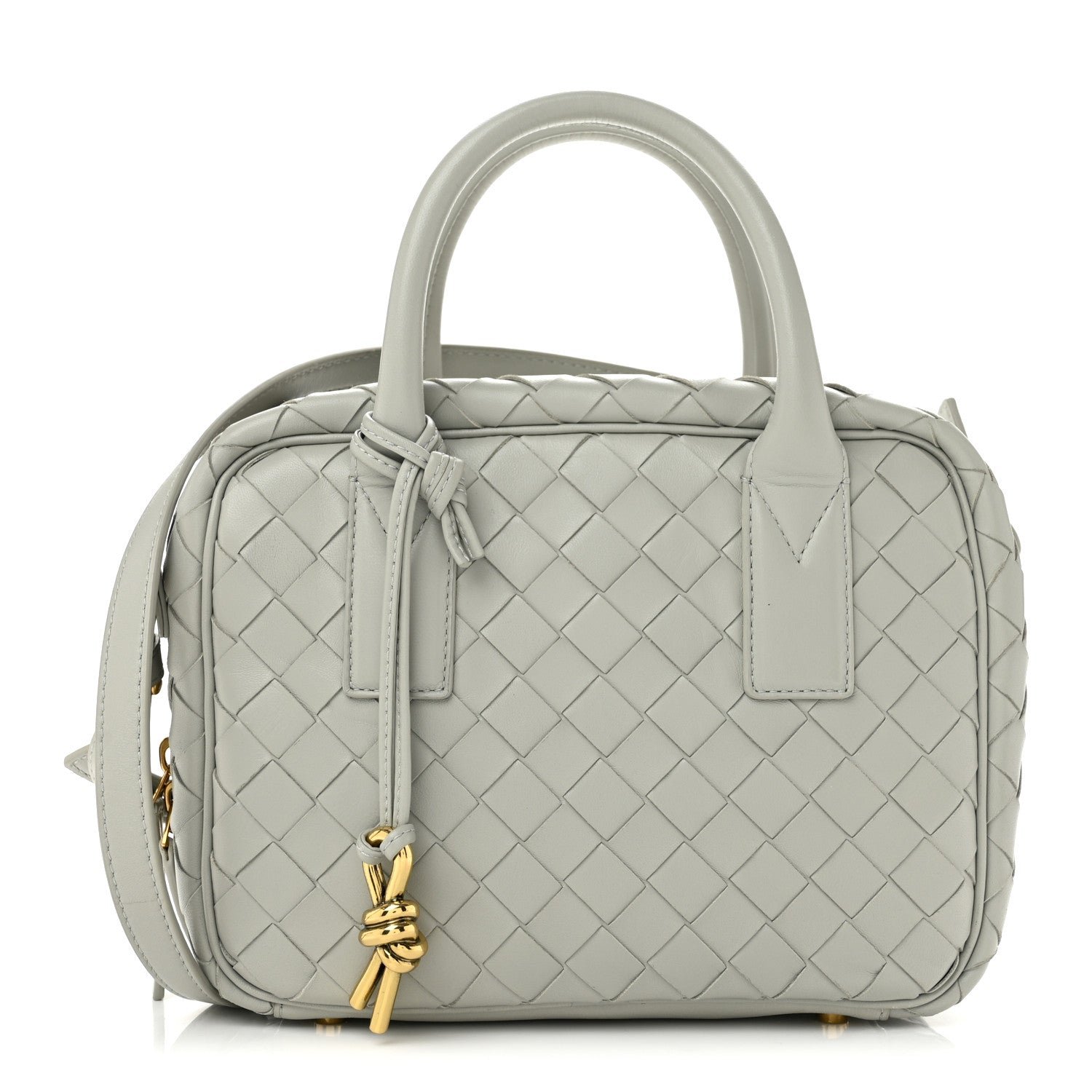Bottega Veneta Lambskin Intrecciato Small Getaway Agate Grey