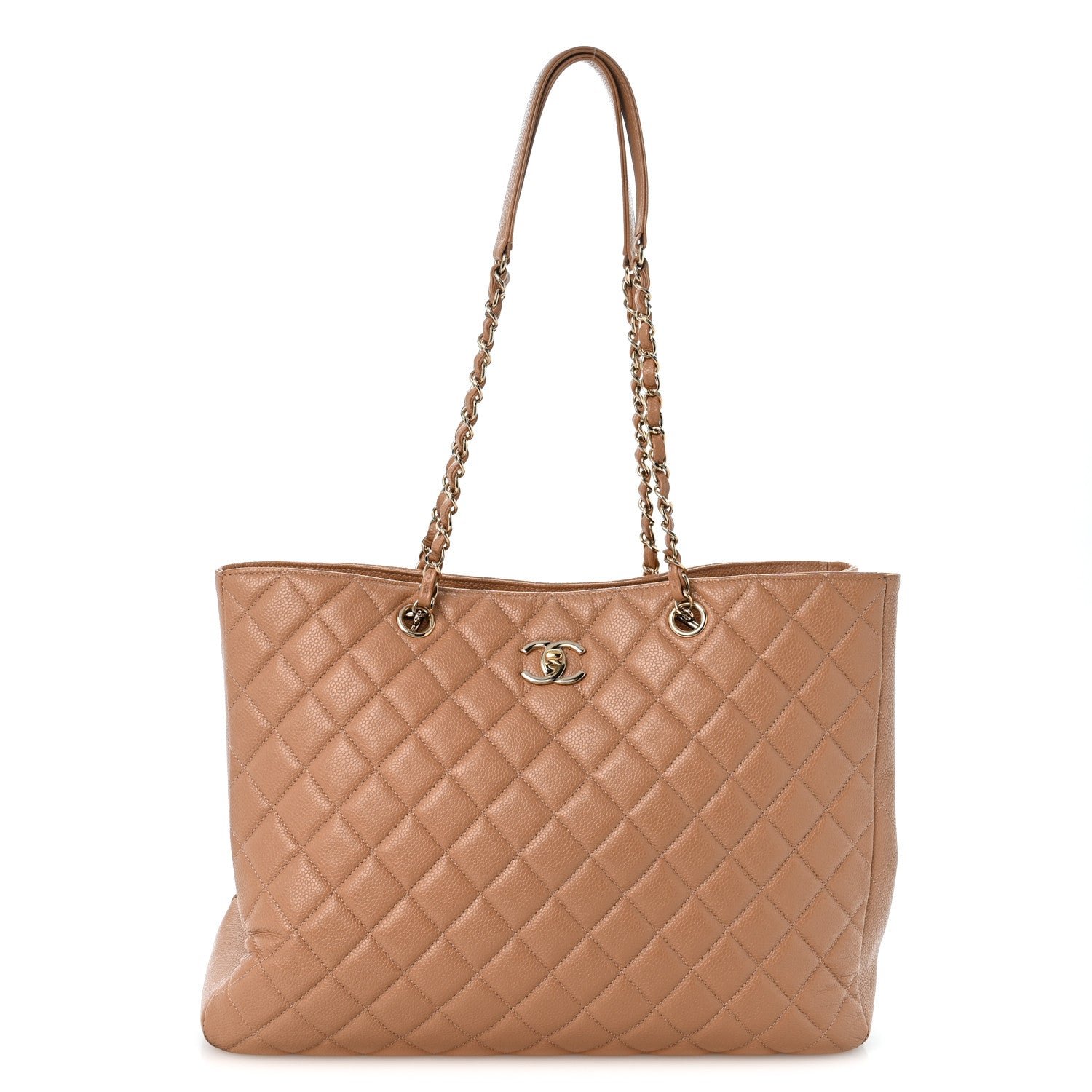 Chanel Caviar Quilted Large Classic Shopping Tote Dark Beige