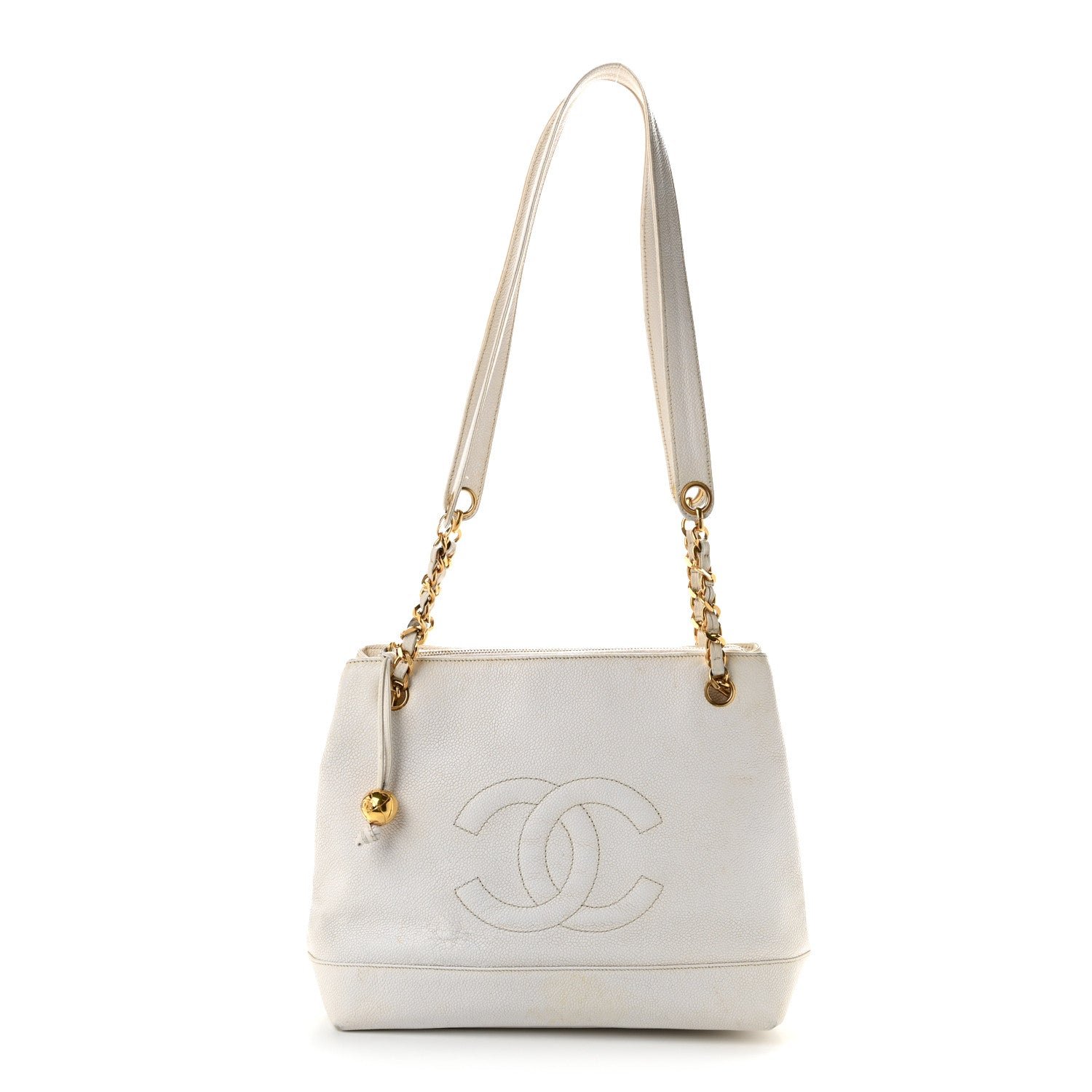 Chanel Caviar CC Shoulder Bag White