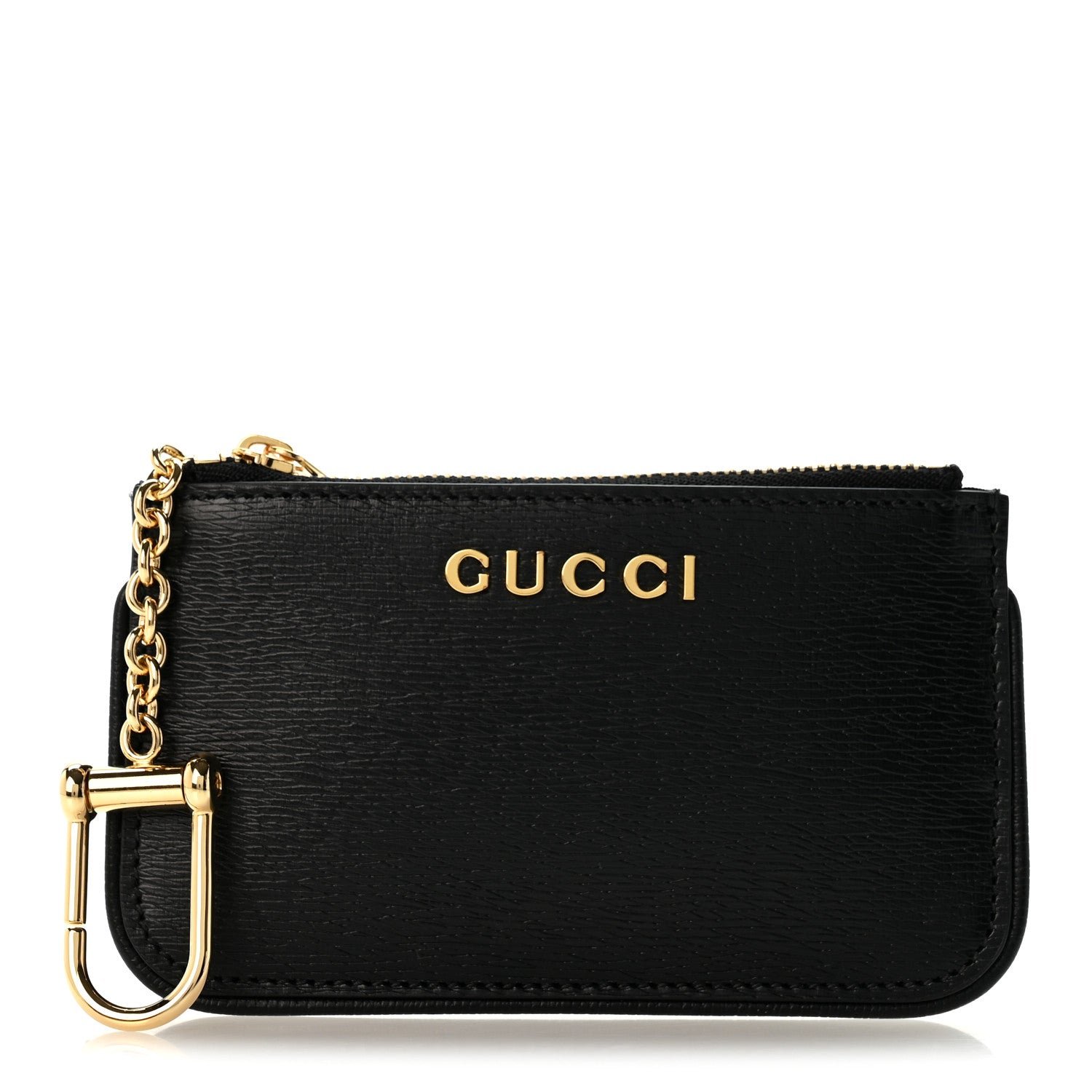 Gucci Calfskin Script Key Case Black