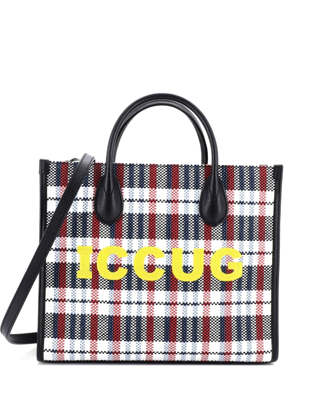 Gucci ICCUG Tote Embroidered Faux Raffia Small satchel