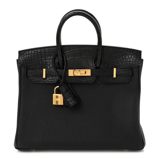 Hermes Togo Matte Alligator Birkin Touch 25 Black