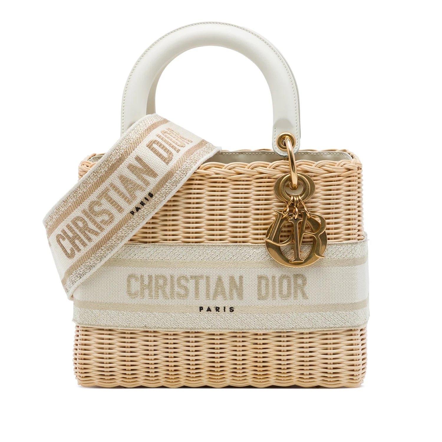 Raffia Medium Wicker Oblique Lady Dior
