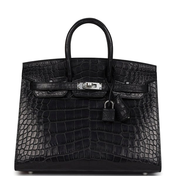 Hermes Hermes Birkin Sellier 25 Black Matte Alligator Palladium Hardware