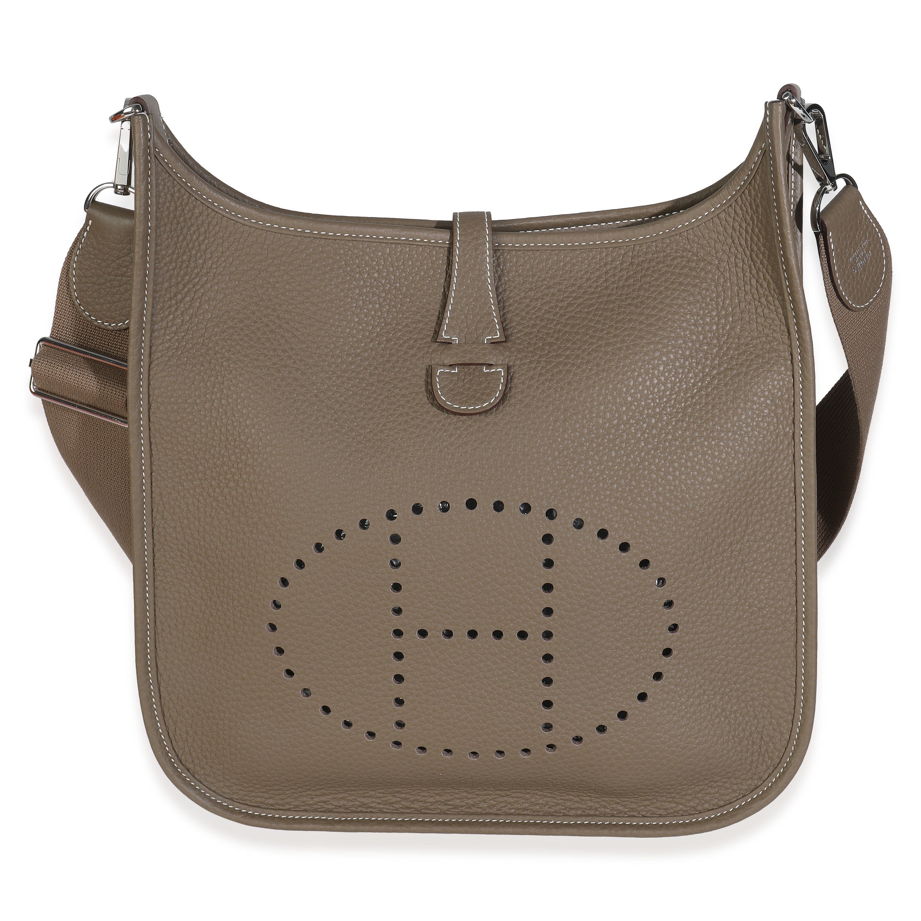 Hermes Etoupe Taurillon Clemence Evelyne III PM PHW