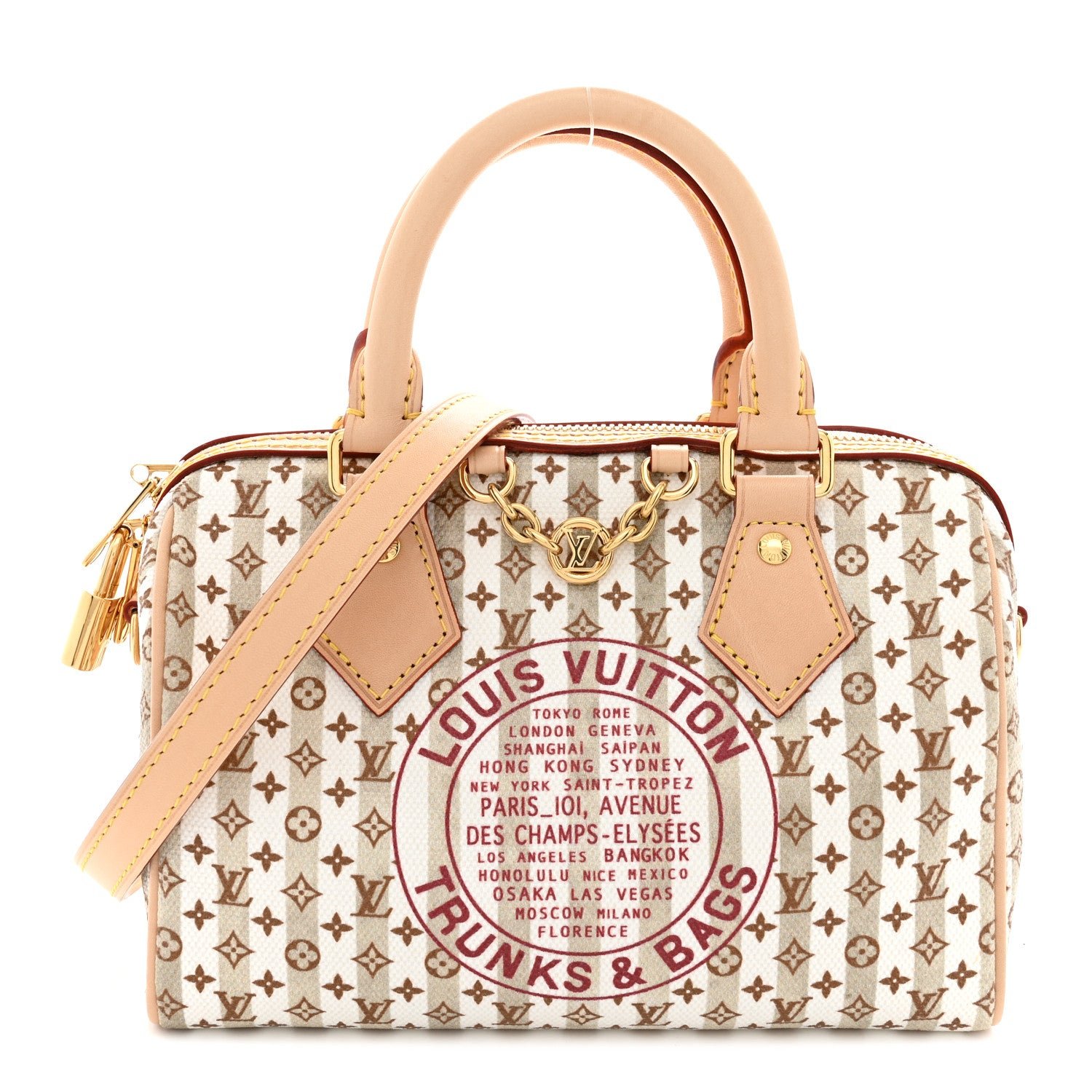 Louis Vuitton Minigram LV Stamp Speedy Bandouliere 20 Nude Rose