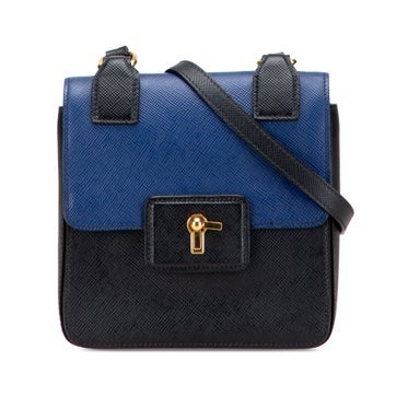 Leather Bicolor Saffiano Cuir Flap Crossbody