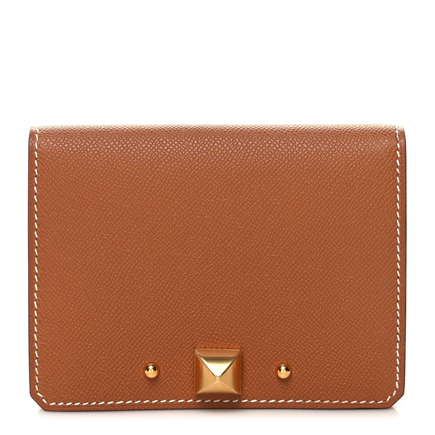 Hermes Madame Calfskin Medor Card Holder Gold