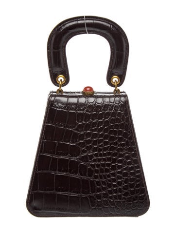Embossed Leather Top Handle Bag