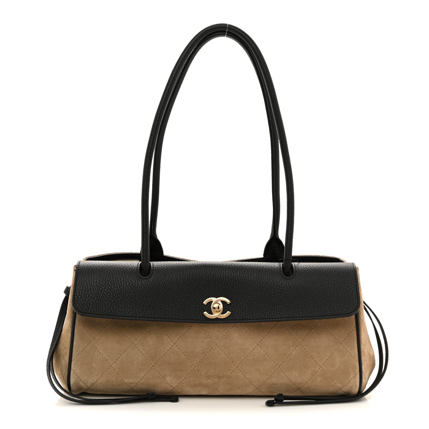 Chanel Grained Calfskin Suede Urban Essentials Small Shopping Bag Dark Beige Black